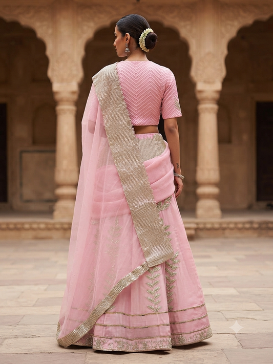 Soft pastel pink Lehanga .
