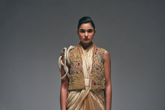 tissue drape saree
