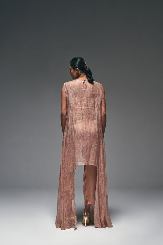 rose-gold crushed tissue suit
