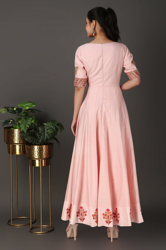 Pink Heavy Embroidered Anarkali Suit Set with Dupatta