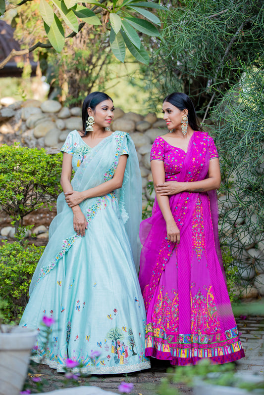 Designer Purple Kashmiri Lehenga Choli With Intricate Hand Embroidery