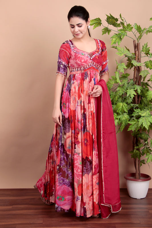 Multicolor Printed Gather anarkali