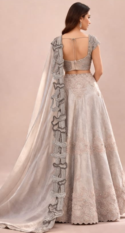 Elegant Stone-Wash Satin Lehenga Choli Set