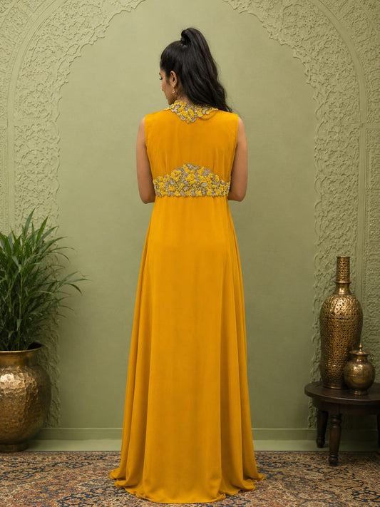 Long Dress with Embroidered Jacket