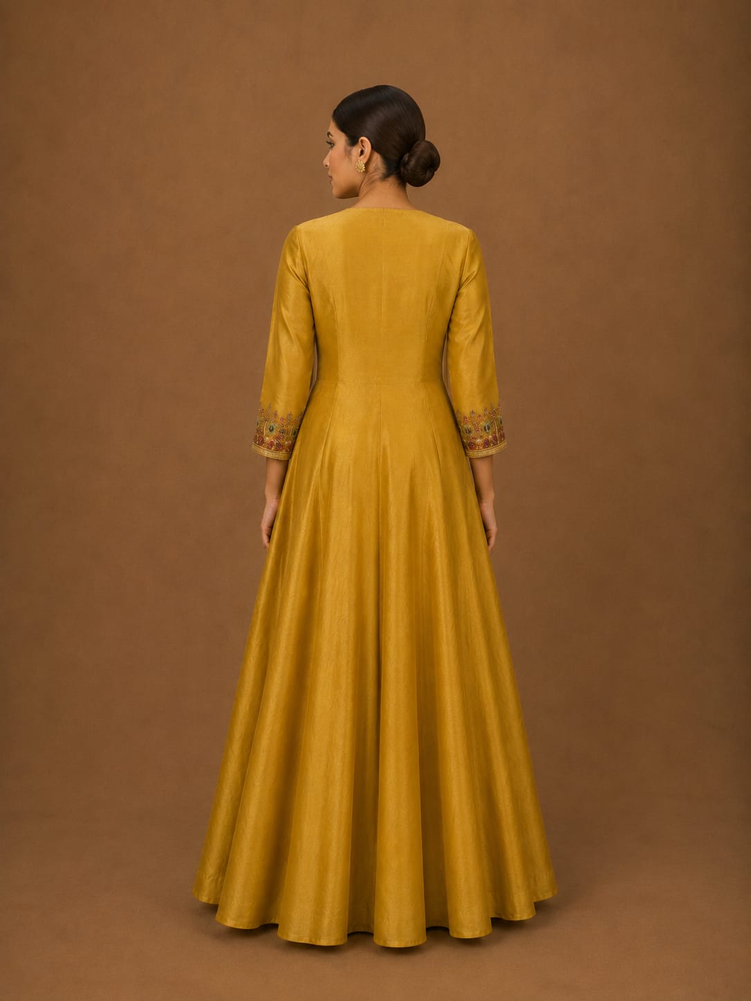 Mustard Yellow Embroidered Anarkali Suit Set with Dupatta