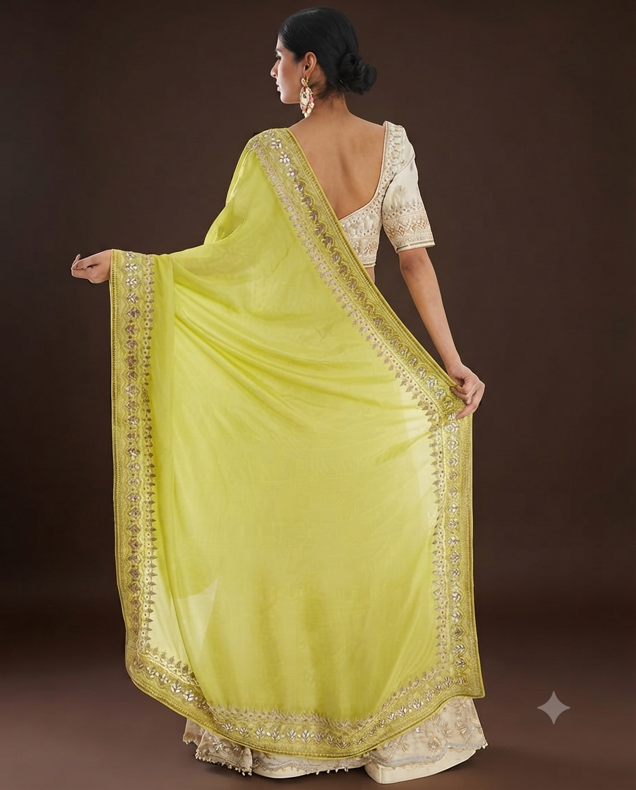 Luxury Embroidered Blouse Floral Lehenga Saree