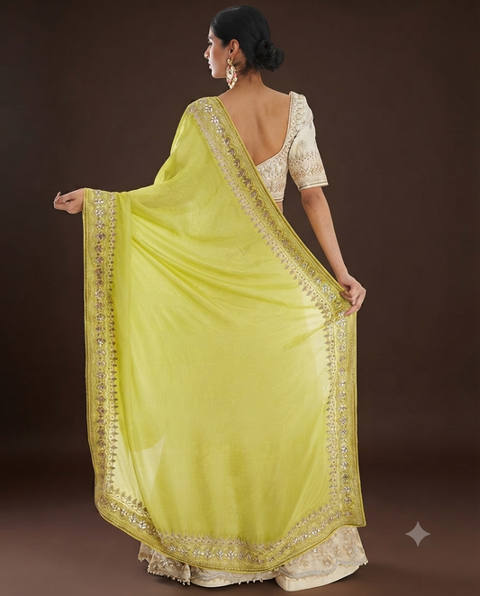 Luxury Embroidered Blouse Floral Lehenga Saree