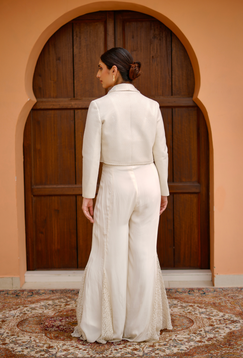 Off White 3 pc Set & Imported jacket  with heavy collar work