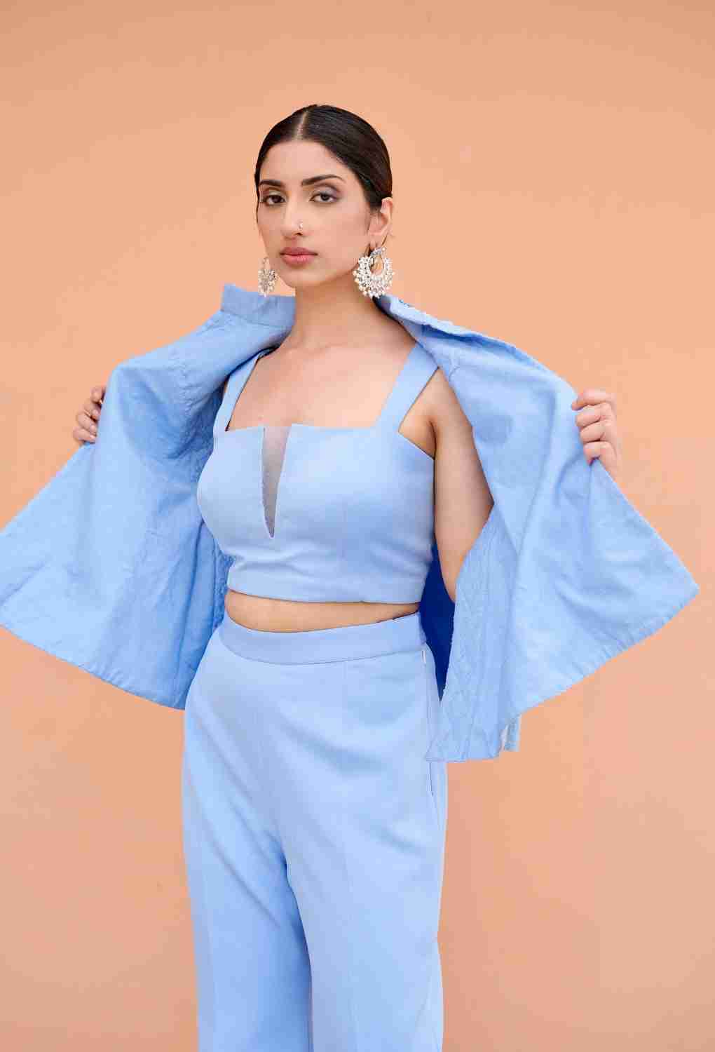 Indigo Blue 3 PC Set With heavy sequence jacket