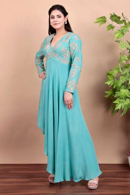 Elegant Resham Sequin Embroidered Top and Matching Tapered Pants Set