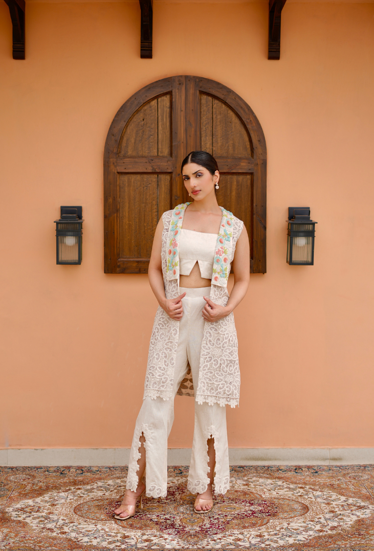 Beige Color Heavy Collor Joot Jacket