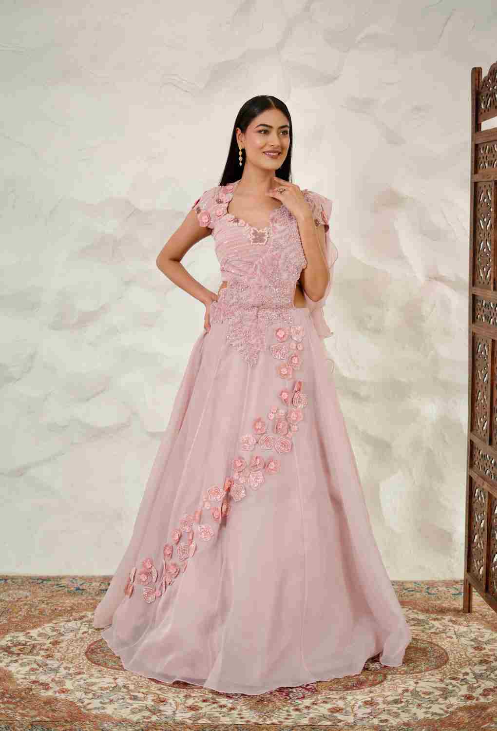 Onion Lehenga With Front Attached Pallu