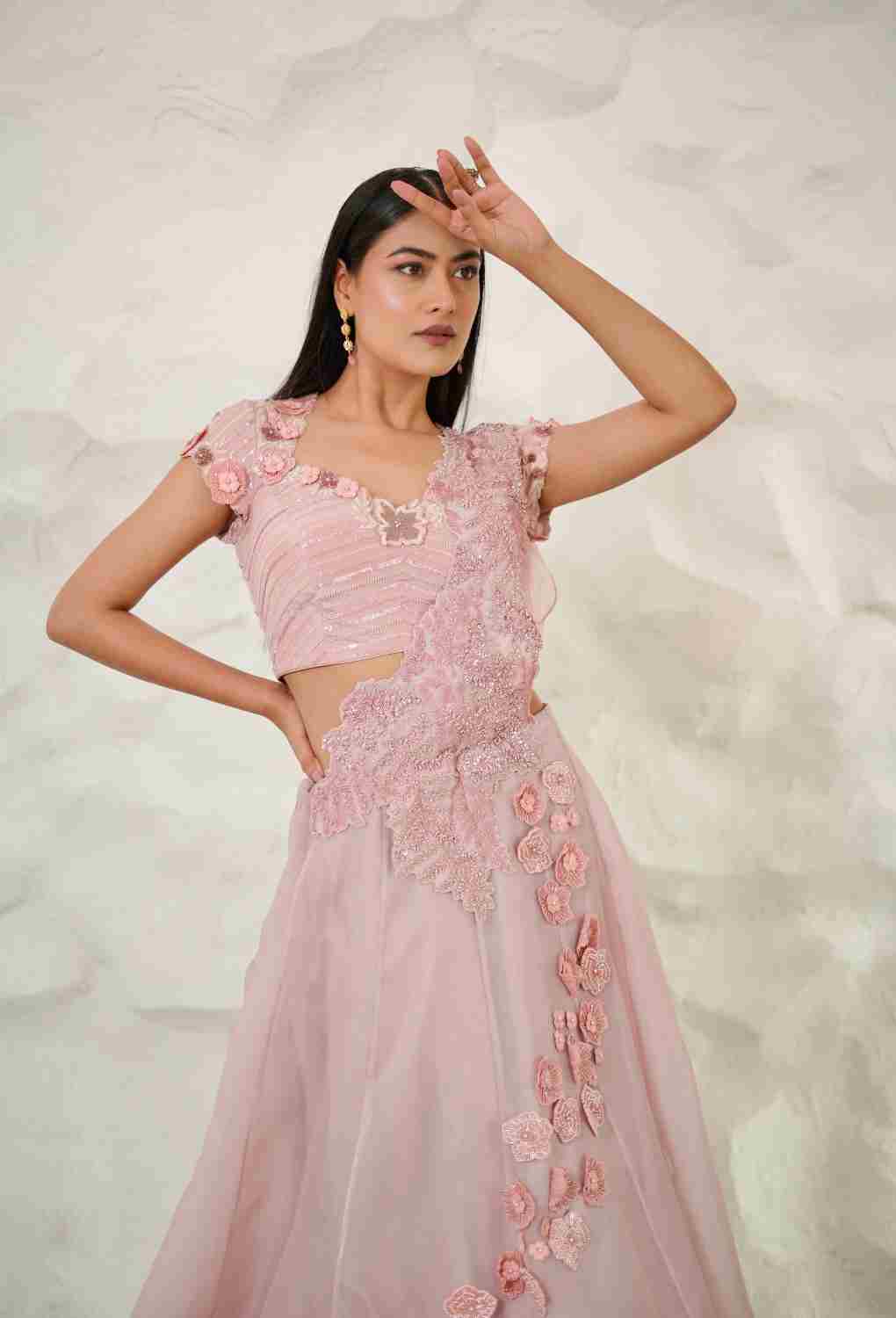 Onion Lehenga With Front Attached Pallu