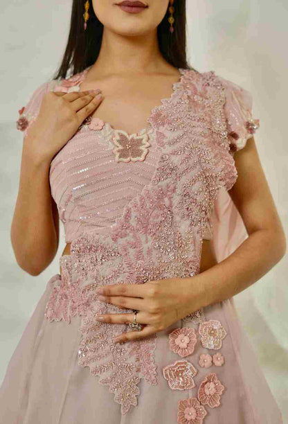 Onion Lehenga With Front Attached Pallu