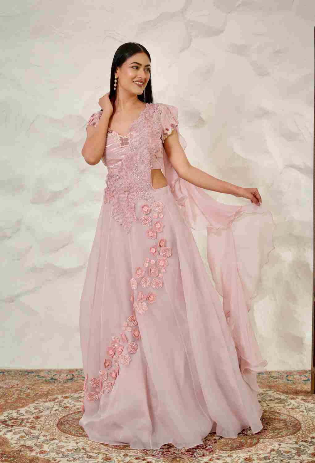 Onion Lehenga With Front Attached Pallu