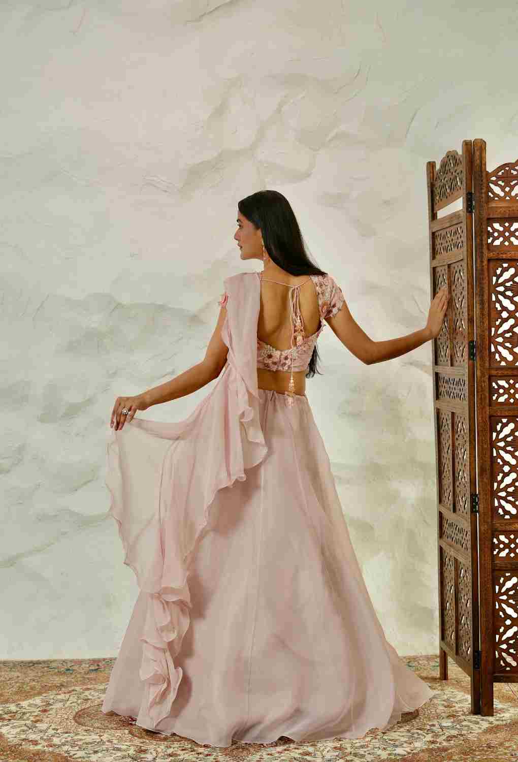 Onion Lehenga With Front Attached Pallu