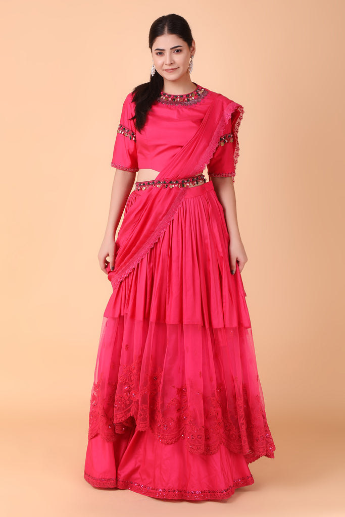 Asymmetrical skirt saree