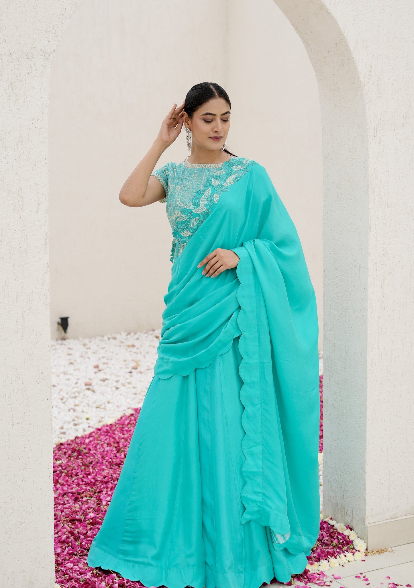 Peacock Green Lehenga Saree