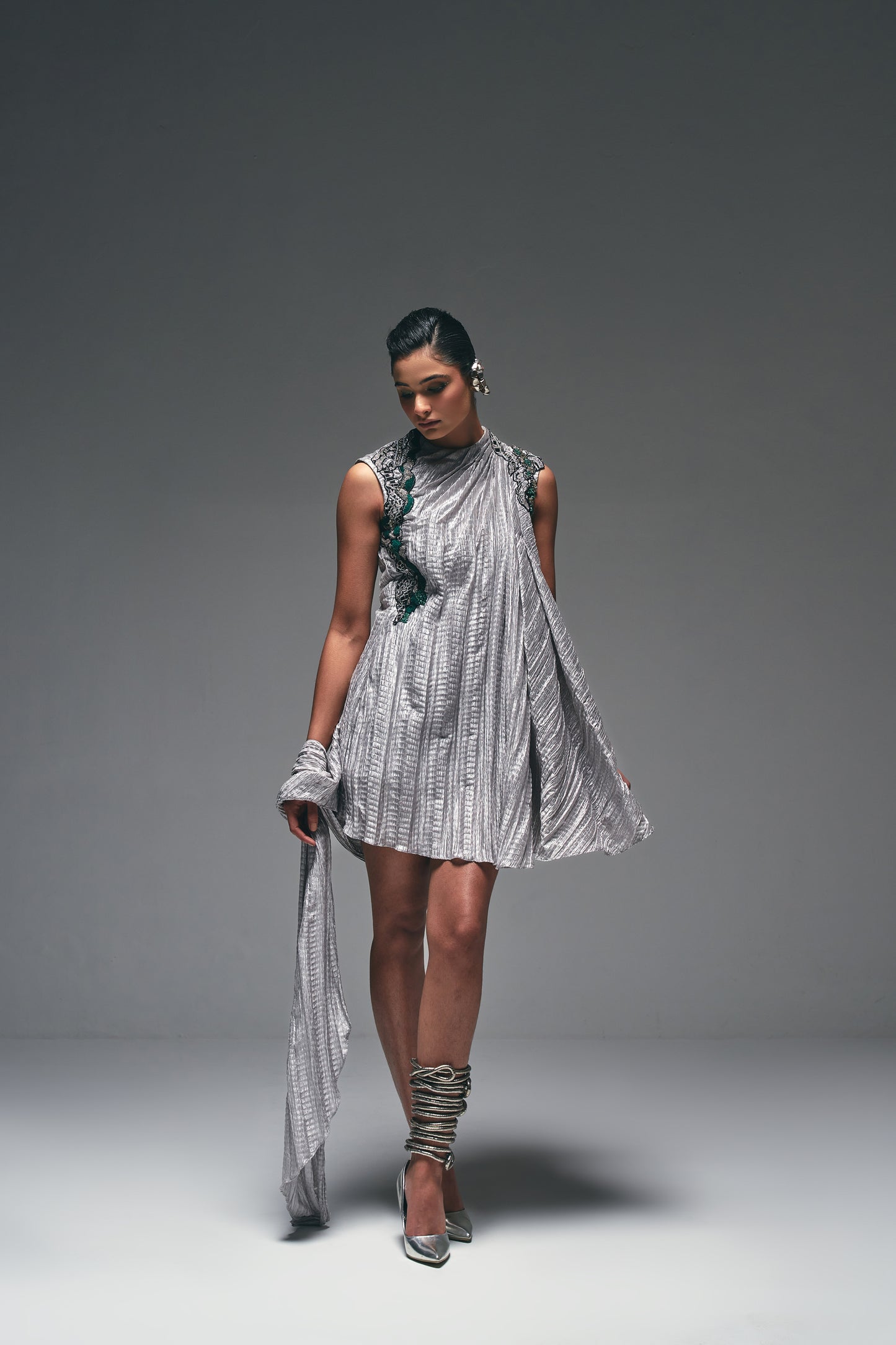 Short cowl drape dress