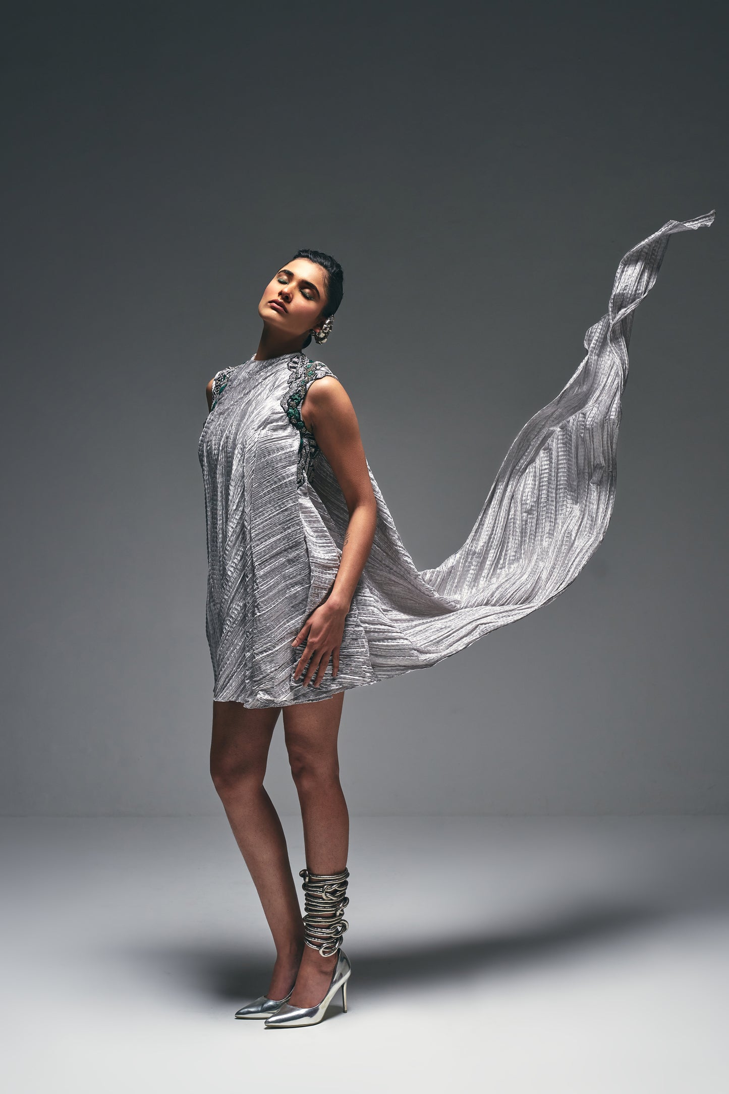 Short cowl drape dress