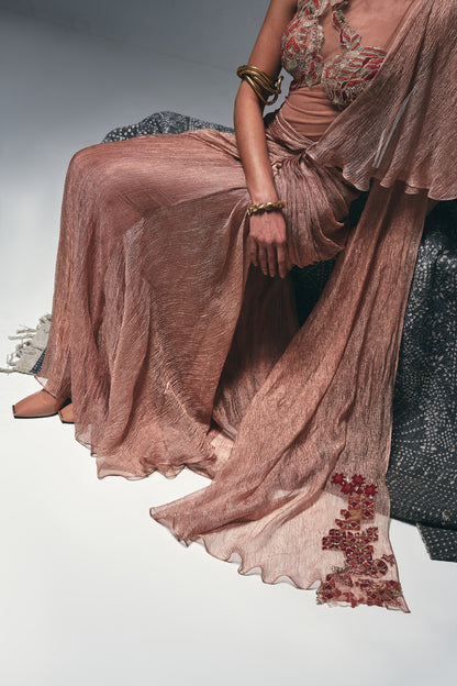 Peach drape saree gown