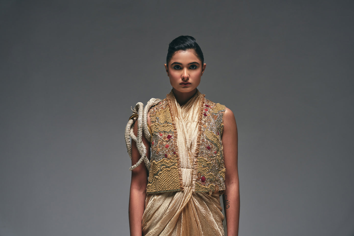 tissue drape saree