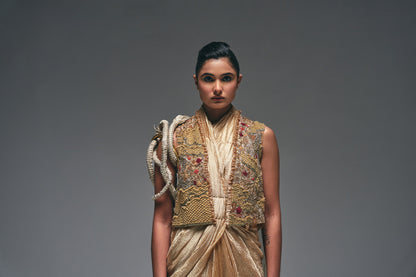 tissue drape saree