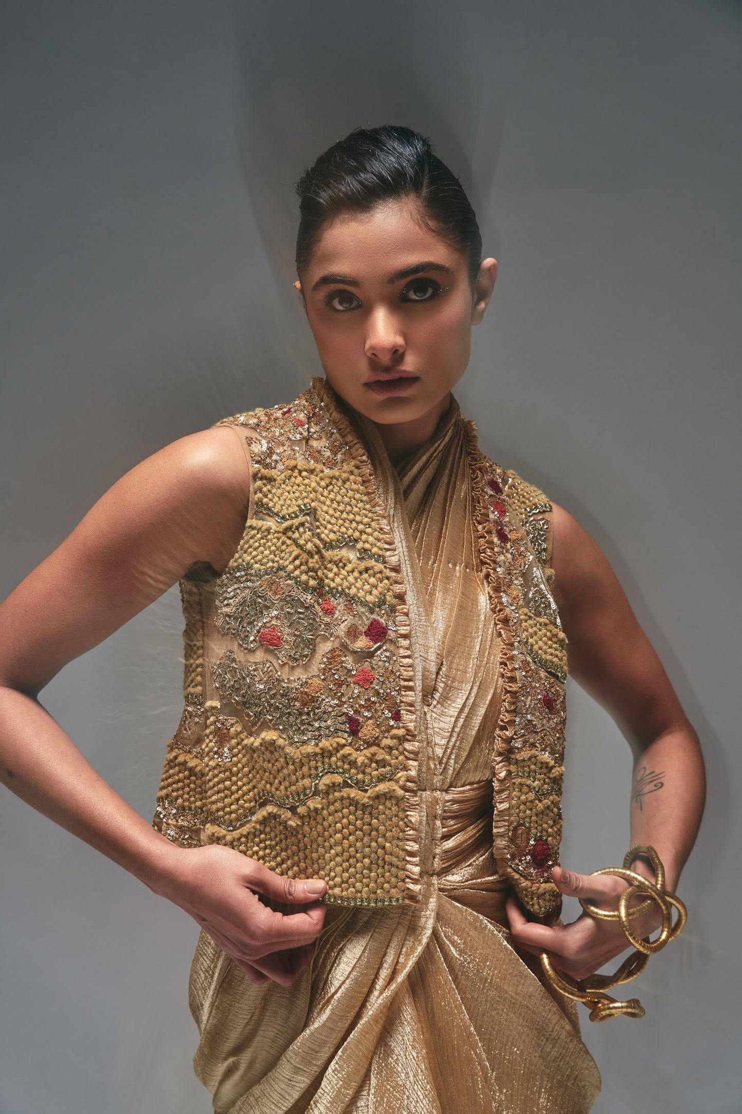 tissue drape saree