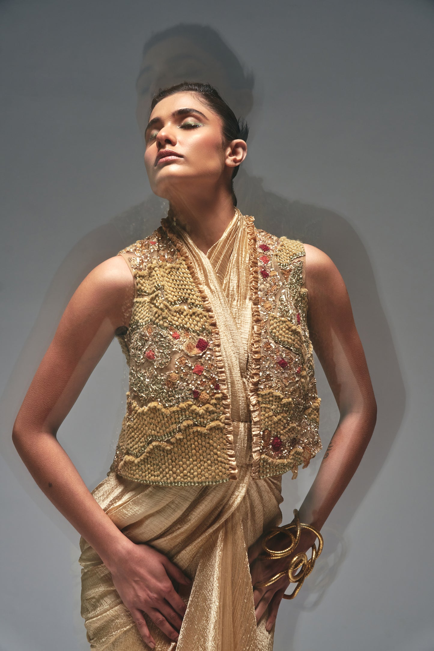 tissue drape saree
