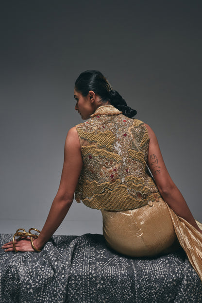 tissue drape saree