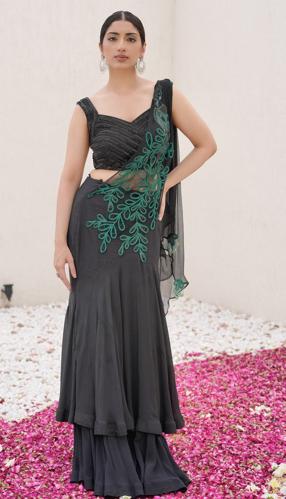 Black Drape saree