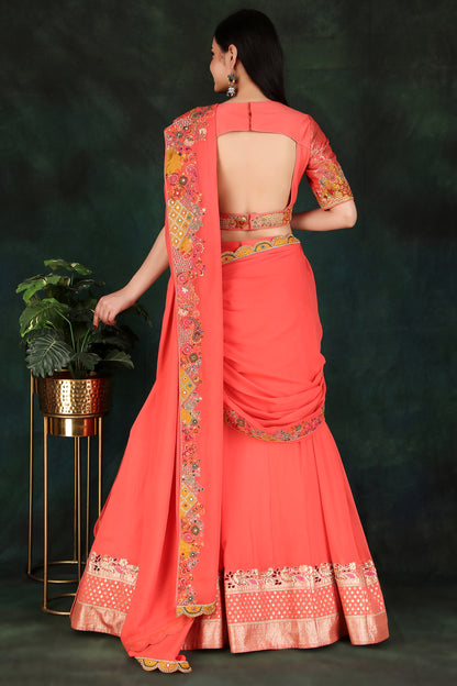 Gajri Layer Drape Lehenga Saree