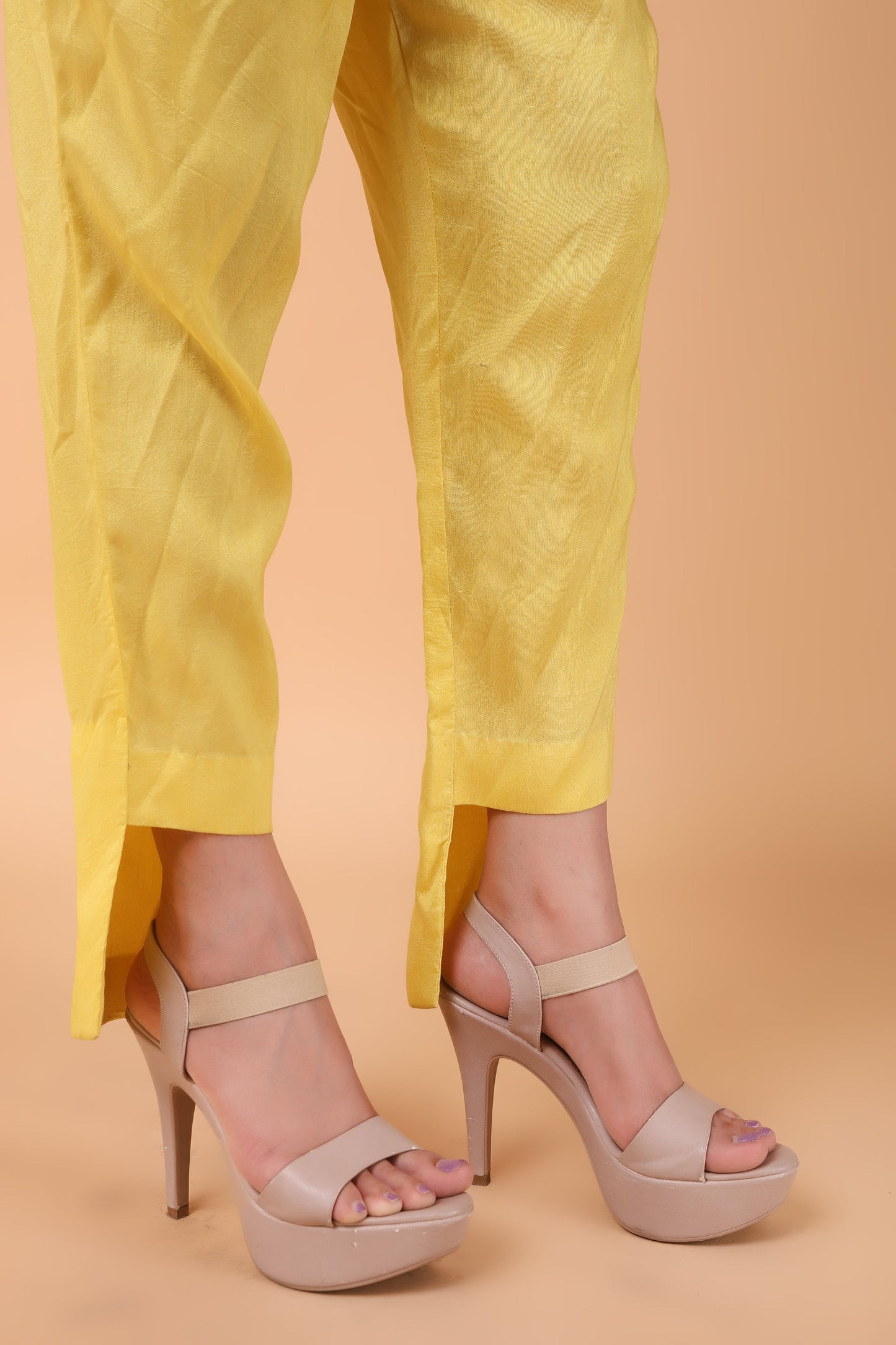 Yellow Cutwork Straight Suit Set With Embroidered Dupatta And High Low Pants