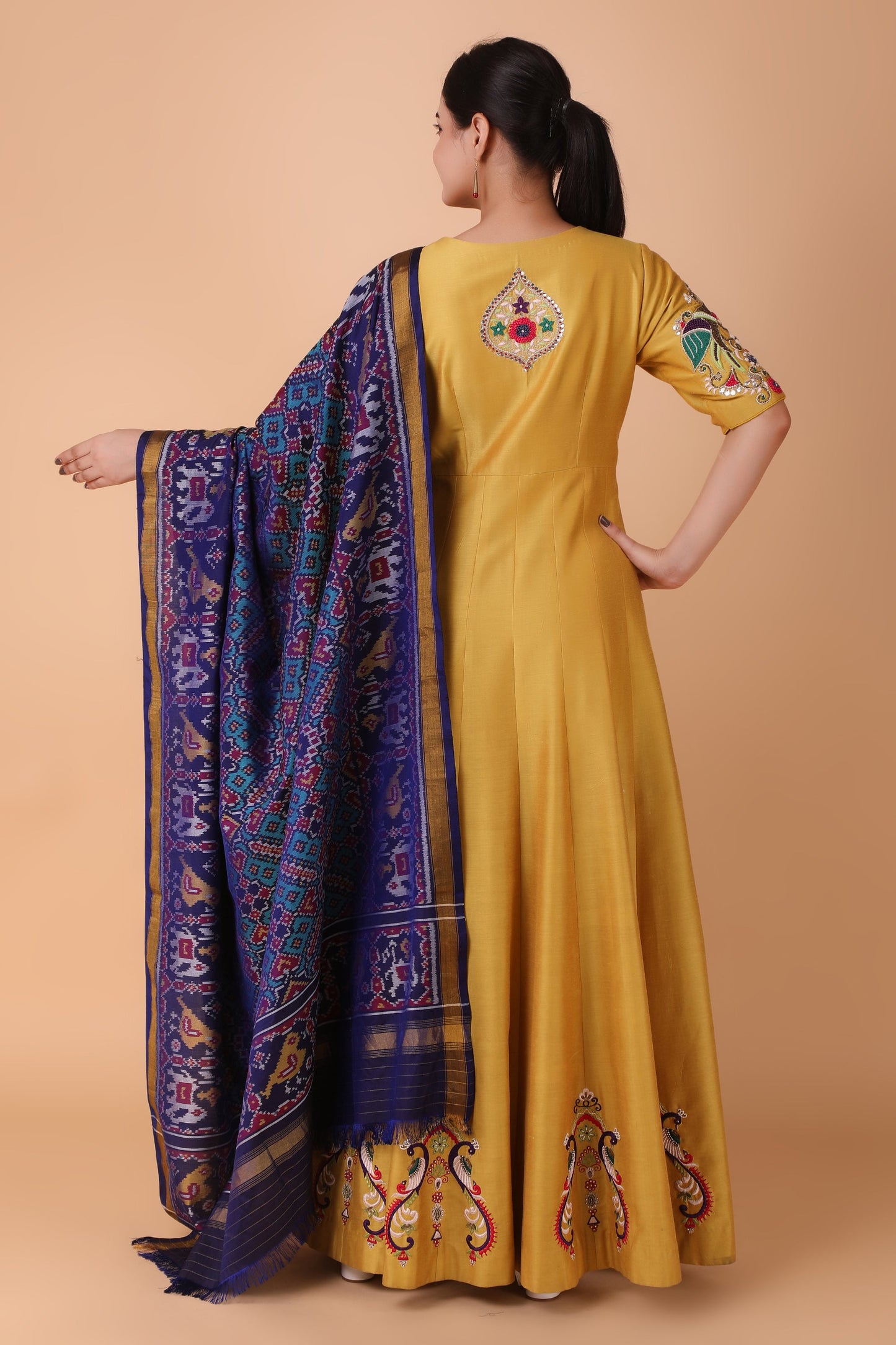 Luxury Mehendi Green Anarkali Dress with Hand Embellished Work and Net Dupatta