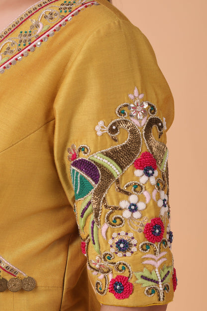 Luxury Mehendi Green Anarkali Dress with Hand Embellished Work and Net Dupatta