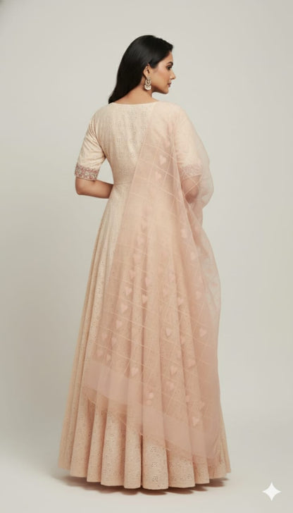 Peach Anarkali Suit with Matching Dupatta