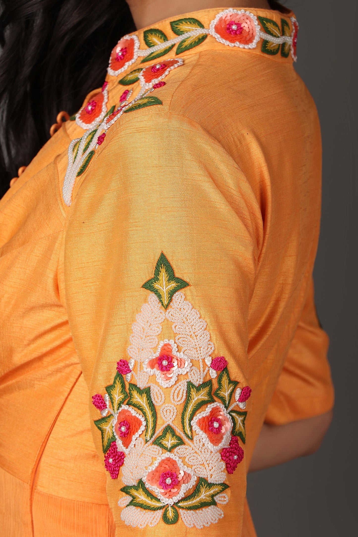 Orange Elegant Full Band Anarkali Suit with Grand Flare