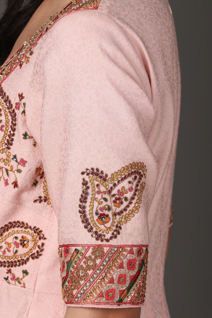 Pink Heavy Embroidered Anarkali Suit Set with Dupatta