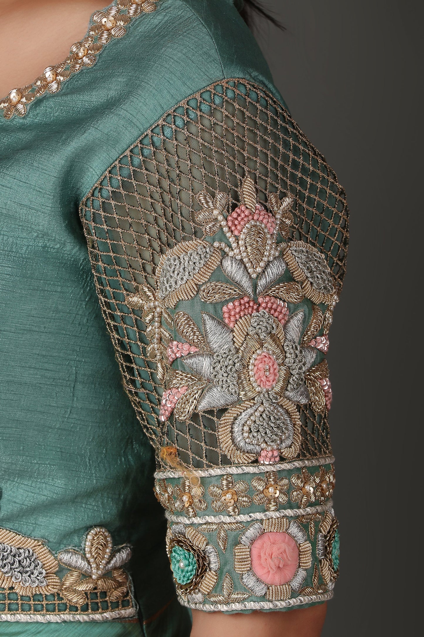 Sea Green Heavy Embroidered Anarkali Suit Set with Dupatta