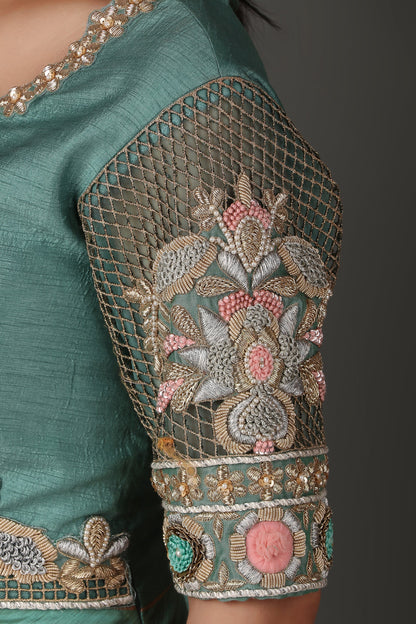 Sea Green Heavy Embroidered Anarkali Suit Set with Dupatta