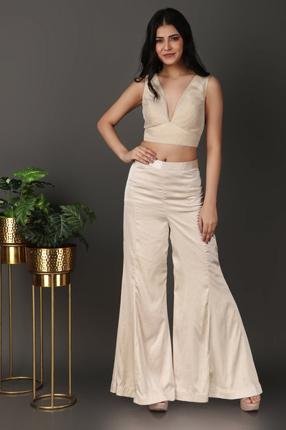 Ivory Luxury Co-Ord Set with Statement Embroidered Cape