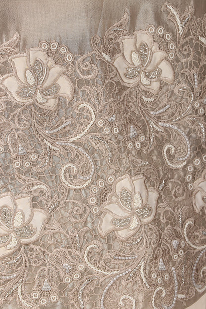 Ivory Luxury Co-Ord Set with Statement Embroidered Cape