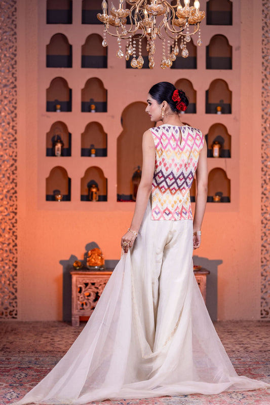 Designer Ivory Kurta Palazzo Set Featuring Intricate Golden Embroidery