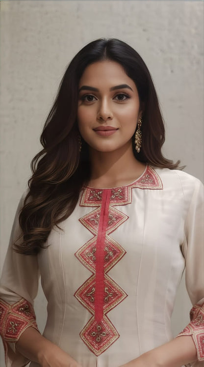 Off White Anarkali with Multicolor Embroidery