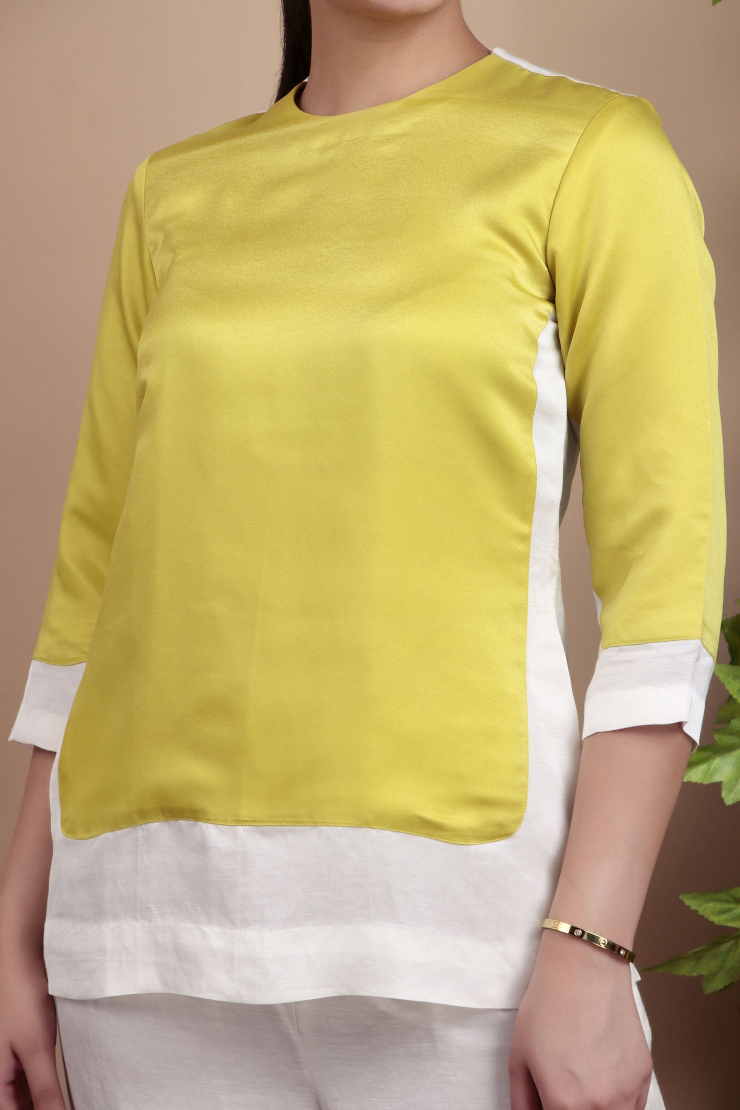 Casual Elegant Lemon Yellow White Kurta Pant Co-Ord Set