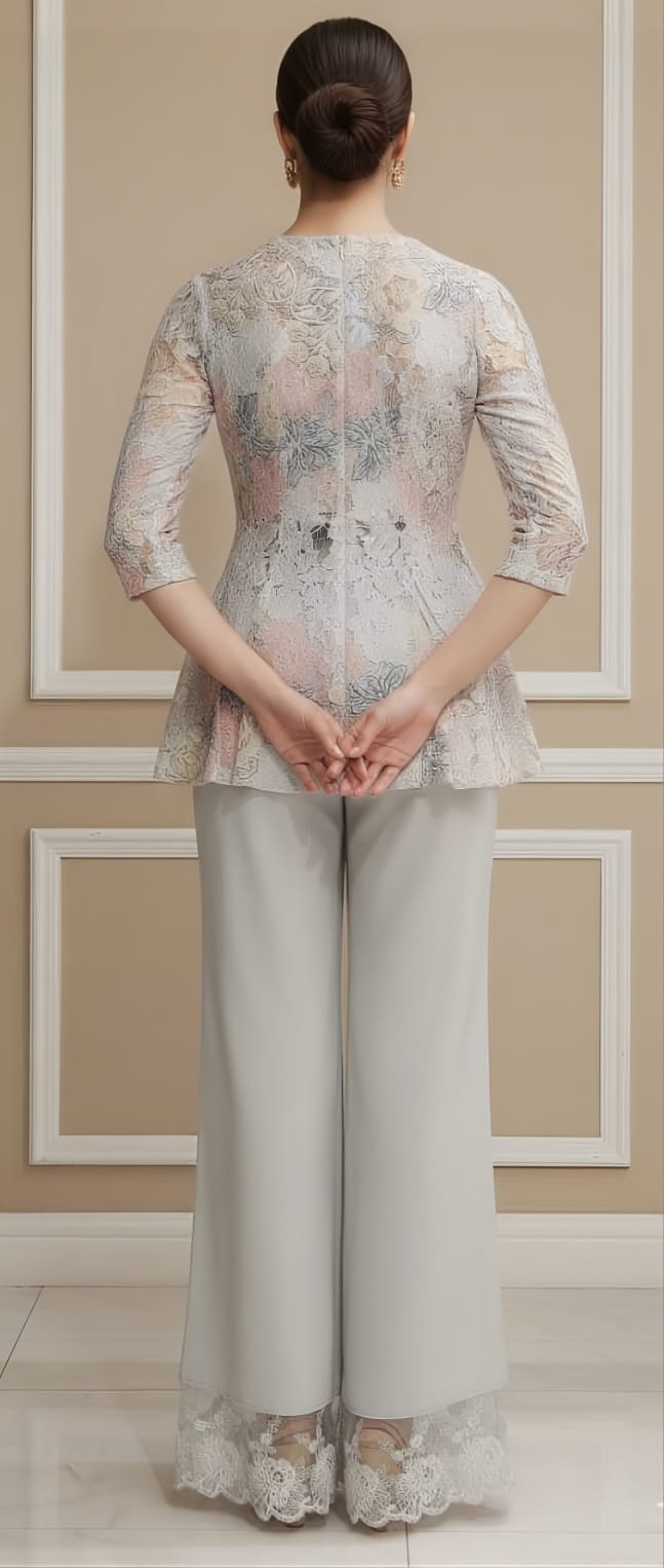 Ice Blue Chandelier Peplum Top with Palazzo Pants