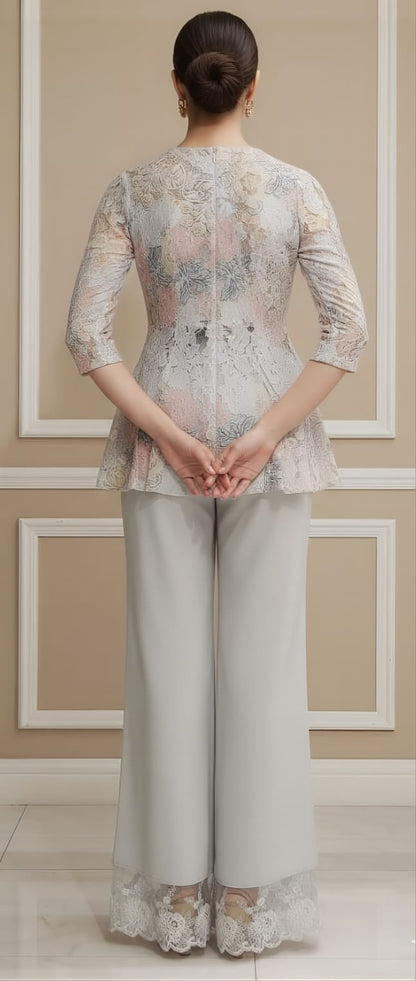 Ice Blue Chandelier Peplum Top with Palazzo Pants