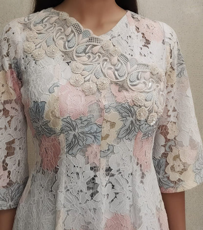 Ice Blue Chandelier Peplum Top with Palazzo Pants