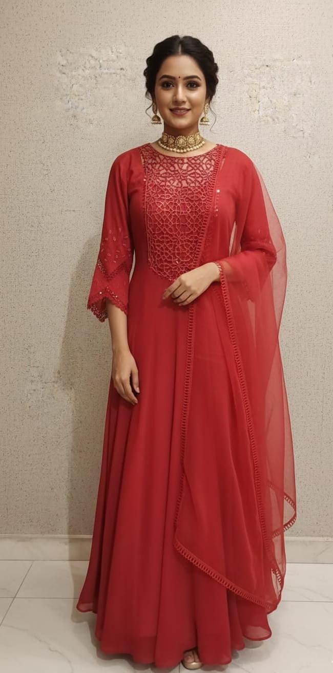 Dolla Silk And Georgette Outfit with Cutdana Sequin and Moti Work