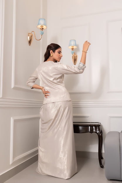 Silver Statement Indo-Western Jacket and Skirt Ensemble